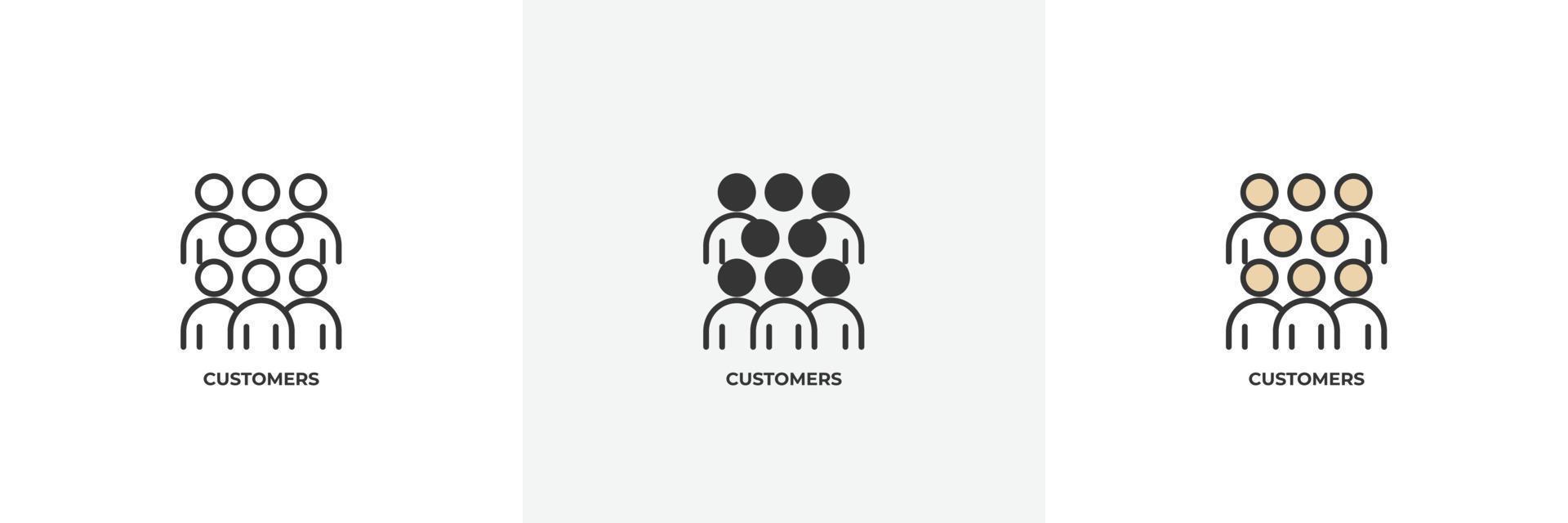 customers icon. Line, solid and filled outline colorful version, outline and filled vector sign. Idea Symbol, logo illustration. Vector graphics