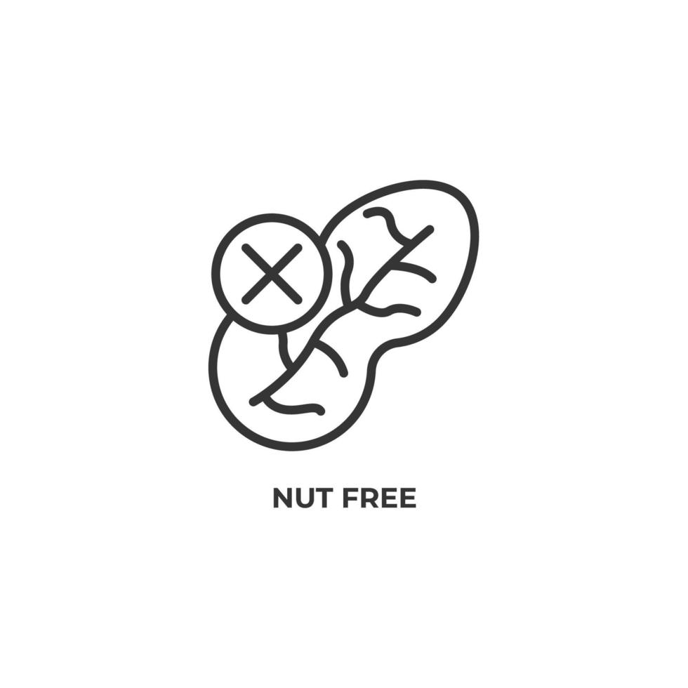 Vector sign of nut free symbol is isolated on a white background. icon color editable.