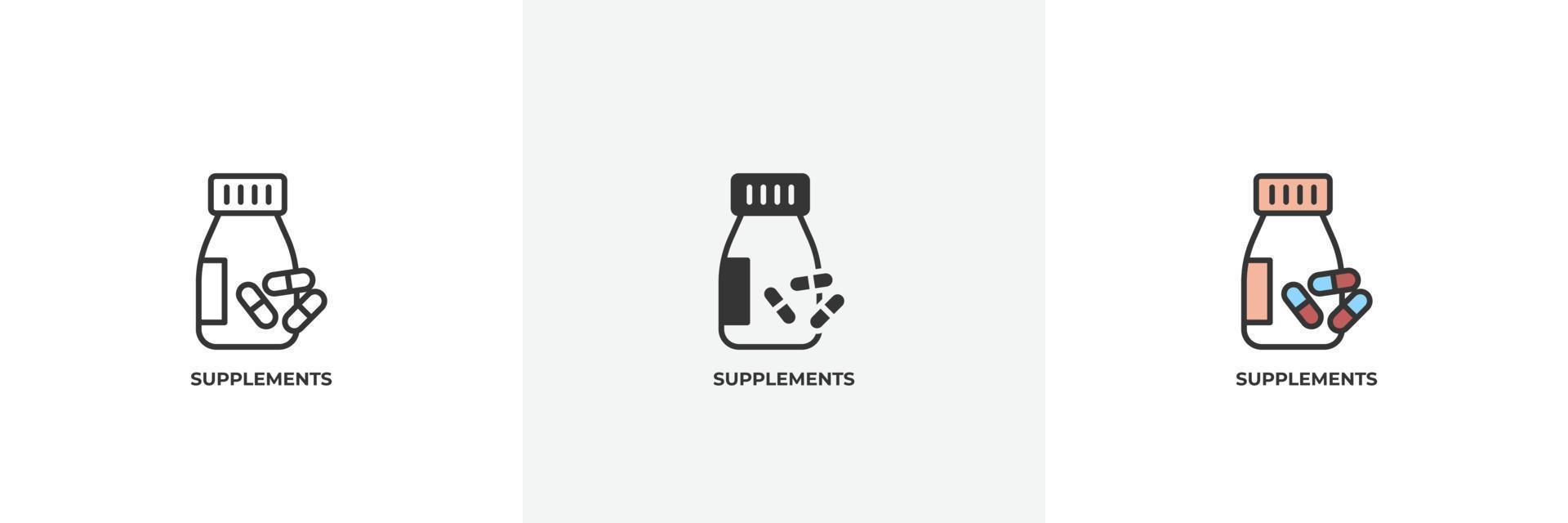 supplements icon. Line, solid and filled outline colorful version, outline and filled vector sign. Idea Symbol, logo illustration. Vector graphics