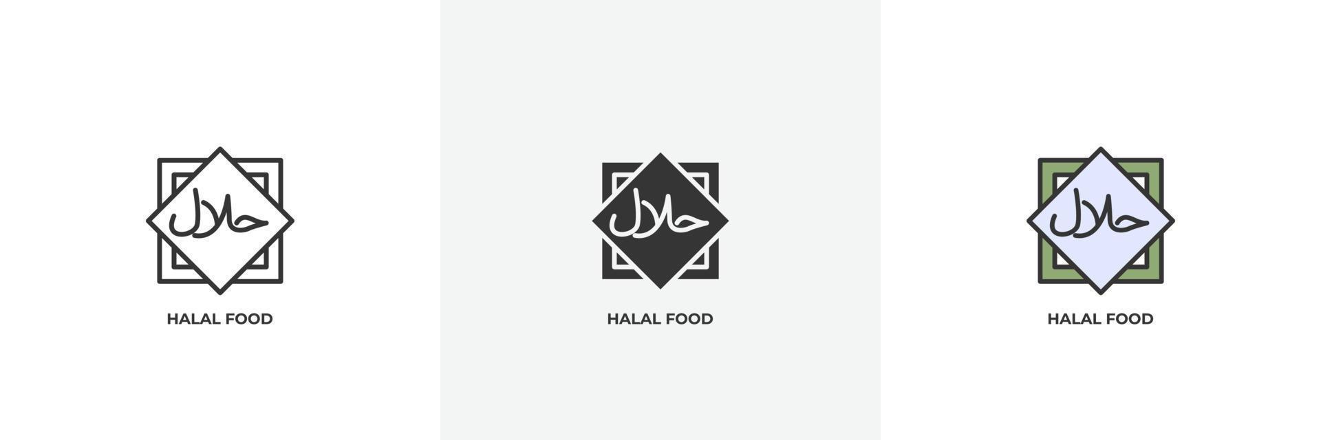 halal food icon. Line, solid and filled outline colorful version, outline and filled vector sign. Idea Symbol, logo illustration. Vector graphics