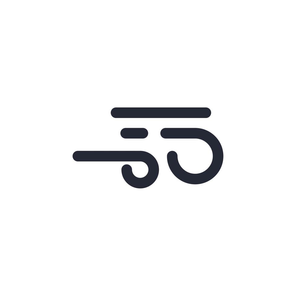 Vector sign of the wind symbol is isolated on a white background. wind icon color editable.