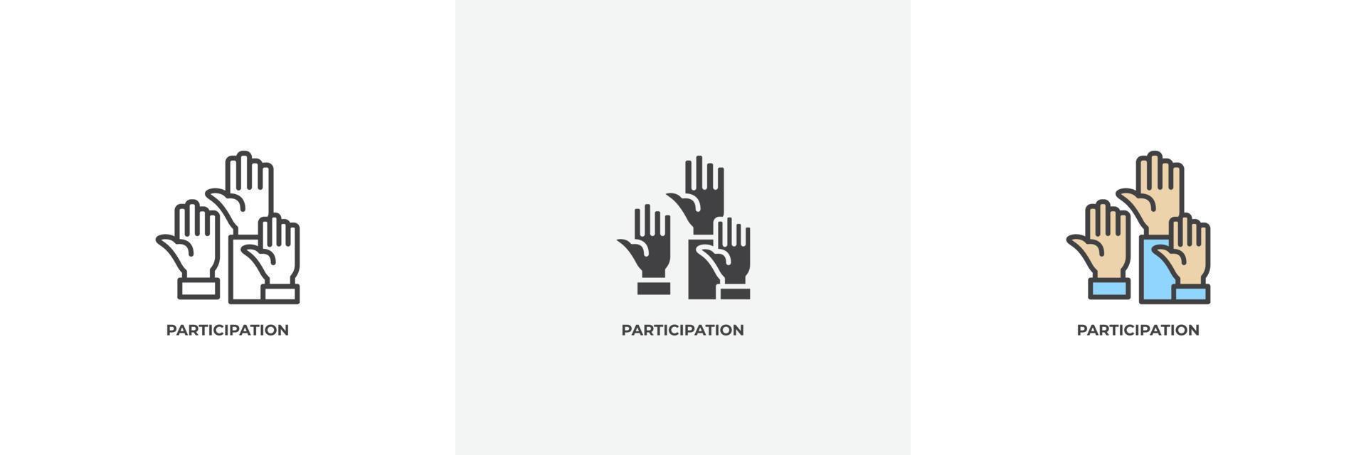 participation icon. Line, solid and filled outline colorful version, outline and filled vector sign. Idea Symbol, logo illustration. Vector graphics