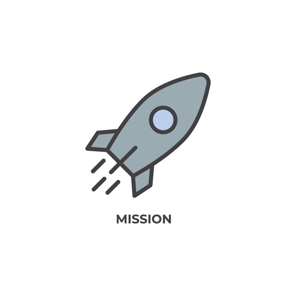 el signo vectorial del símbolo de la misión está aislado en un fondo blanco. color de icono editable. vector