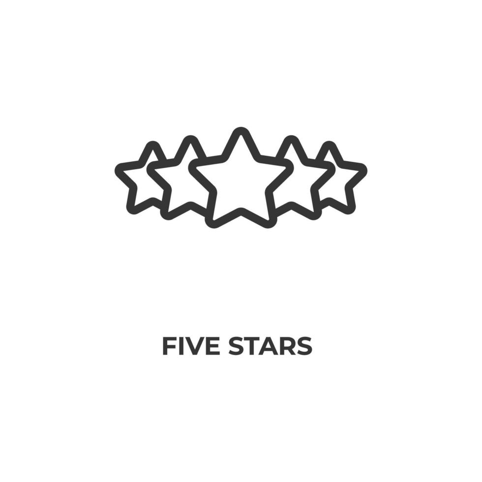 el signo vectorial del símbolo de cinco estrellas está aislado en un fondo blanco. color de icono editable. vector