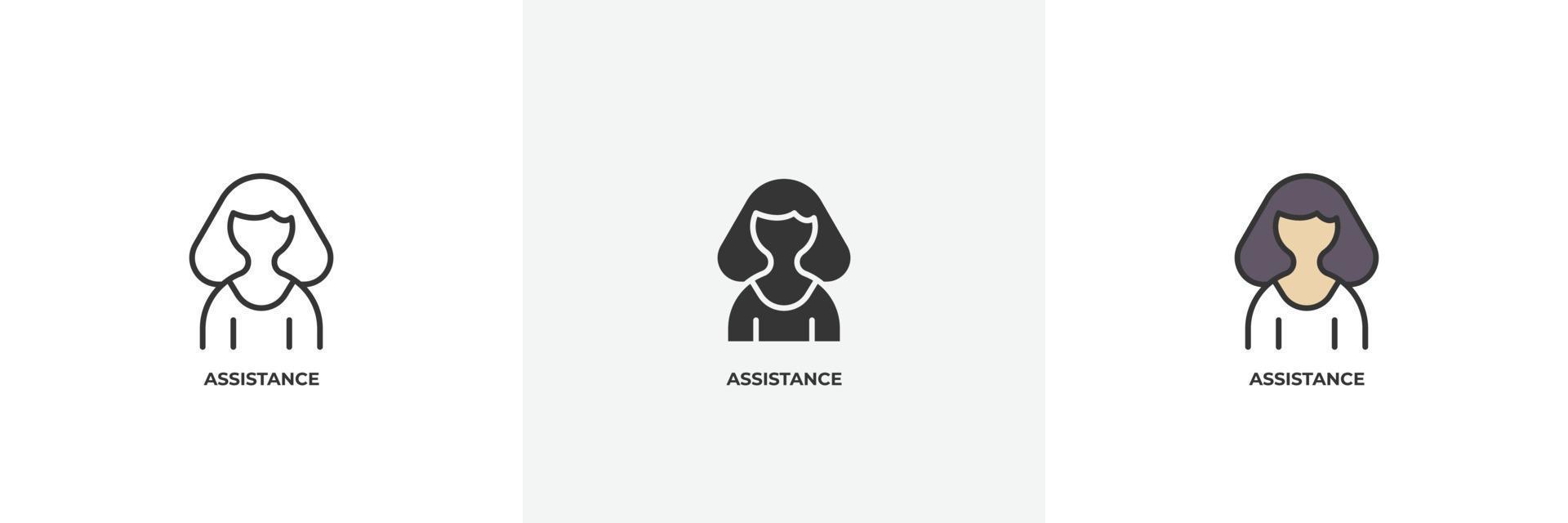 assistance icon. Line, solid and filled outline colorful version ...