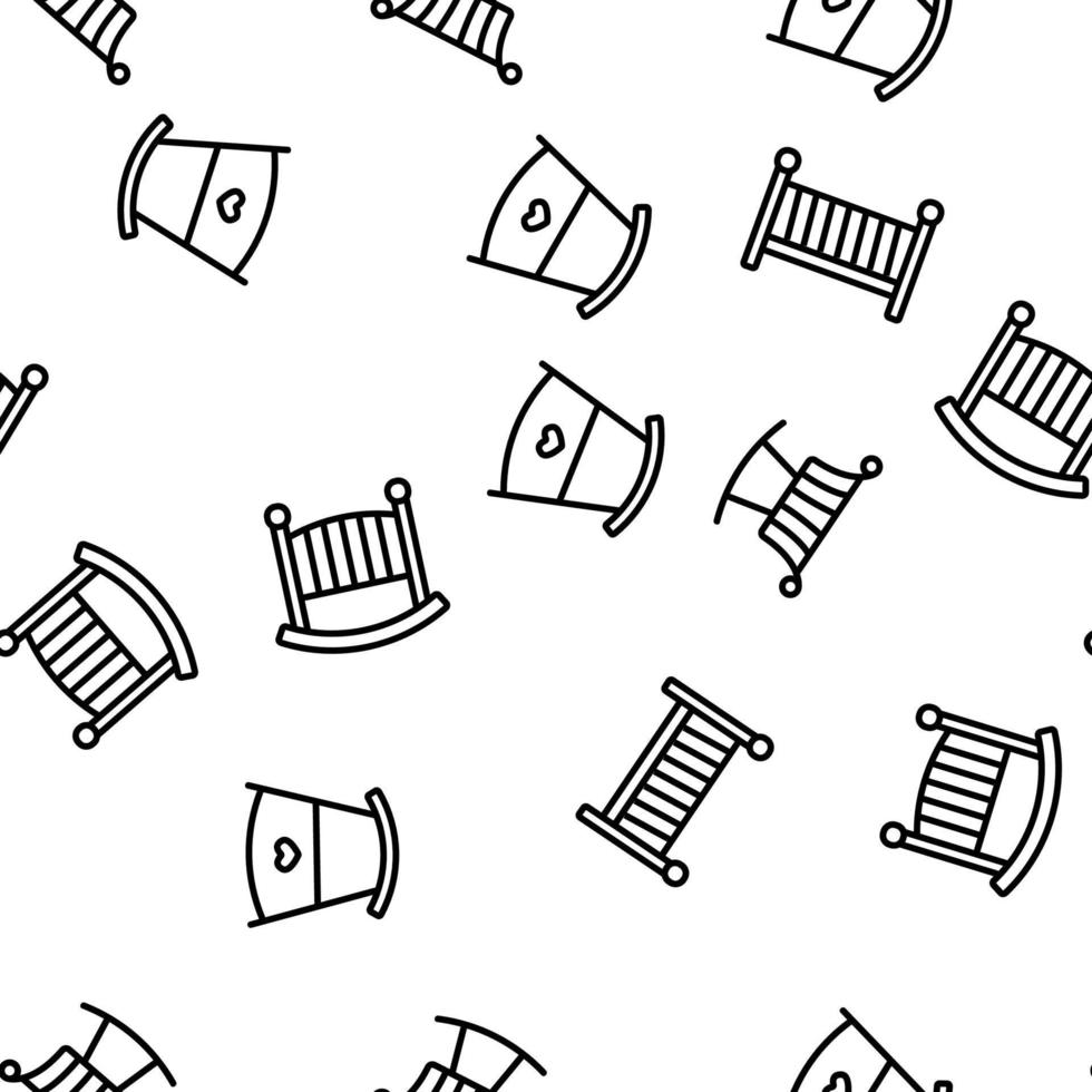Crib Baby Infant Bed Vector Seamless Pattern