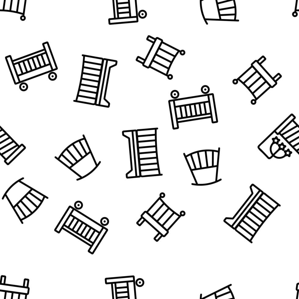 Crib Baby Infant Bed Vector Seamless Pattern