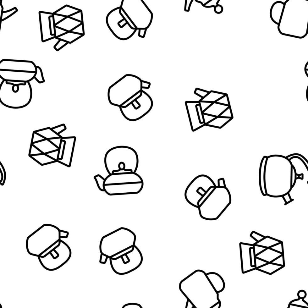 Teapot Kitchen Utensil Vector Seamless Pattern