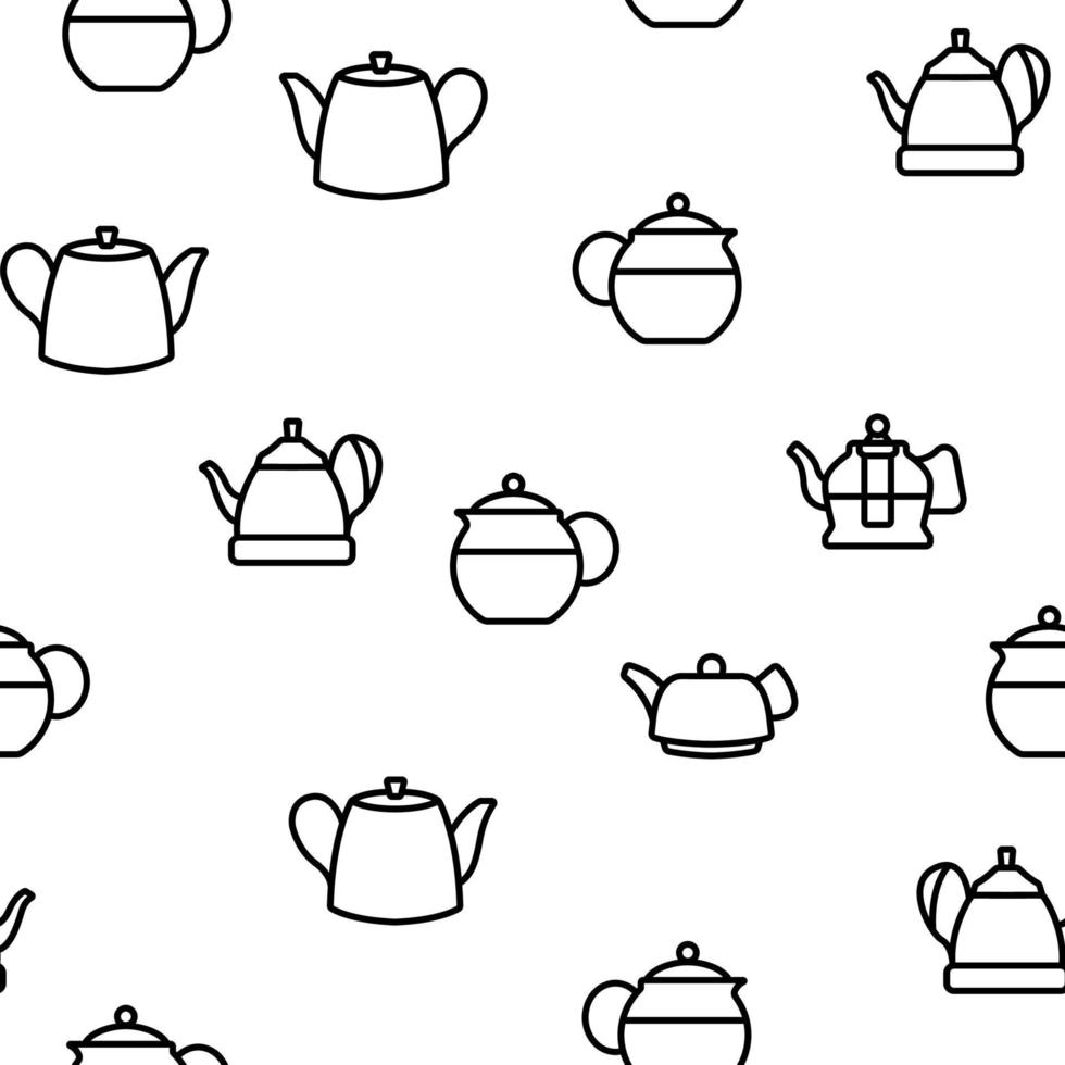 Teapot Kitchen Utensil Vector Seamless Pattern