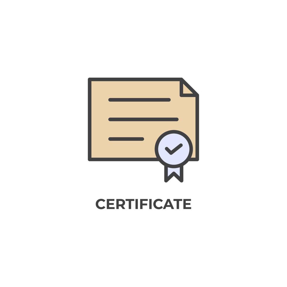 icono de vector de certificado. Ilustración de vector de diseño plano colorido. gráficos vectoriales