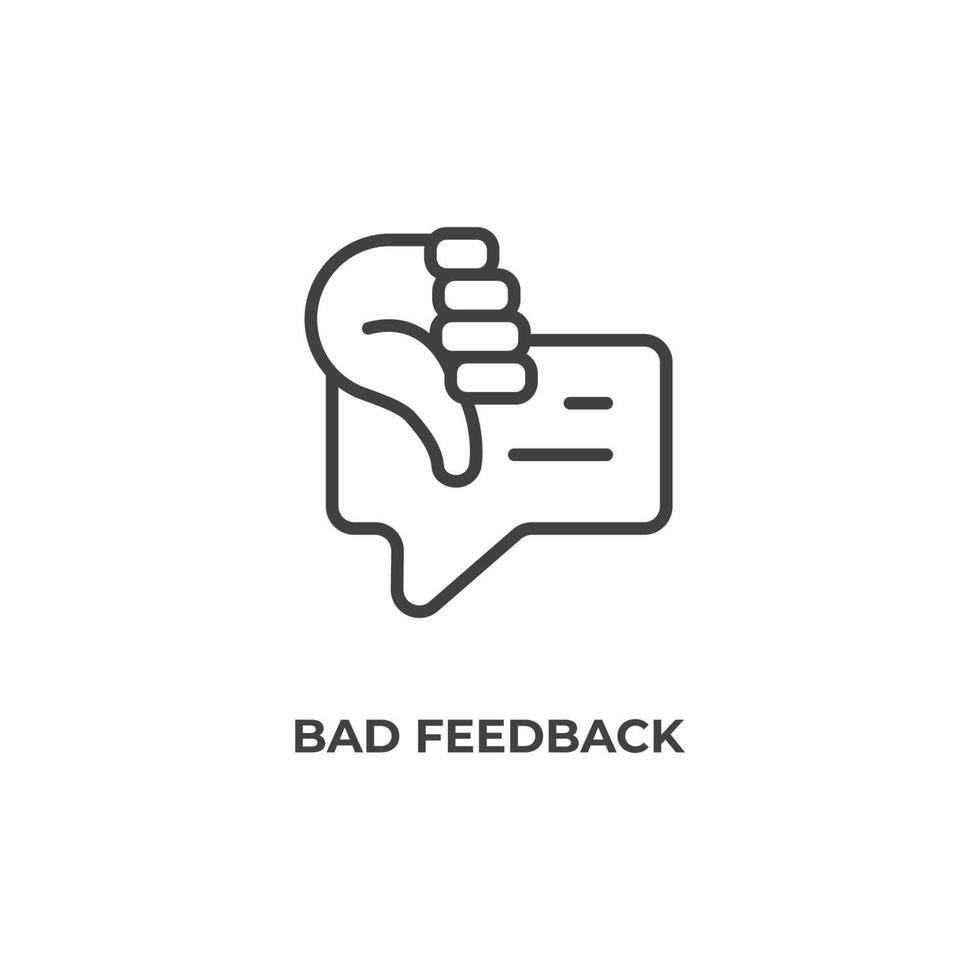 Vector sign of bad feedback symbol is isolated on a white background. icon color editable.