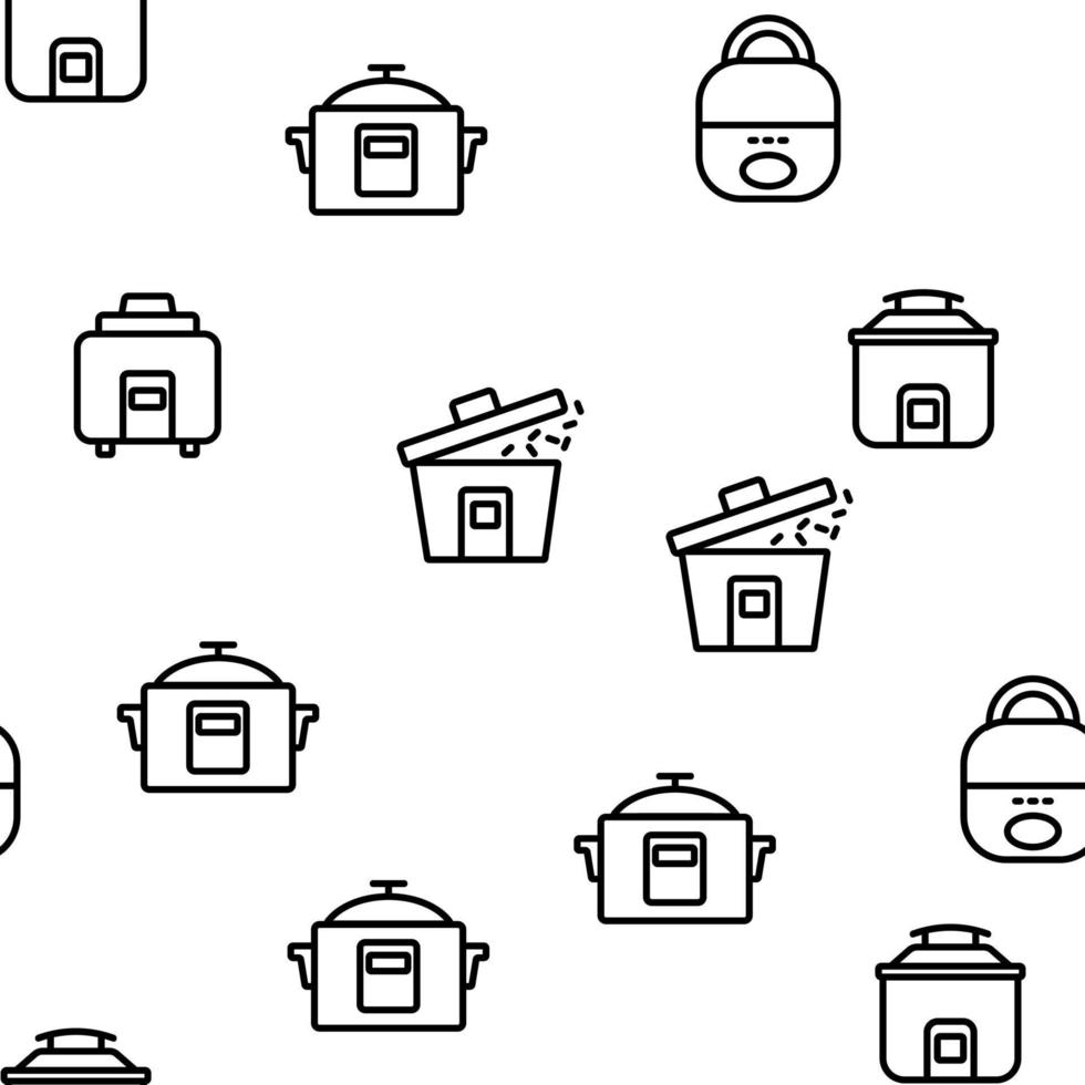 Rice Cooker Equipment Vector Seamless Pattern