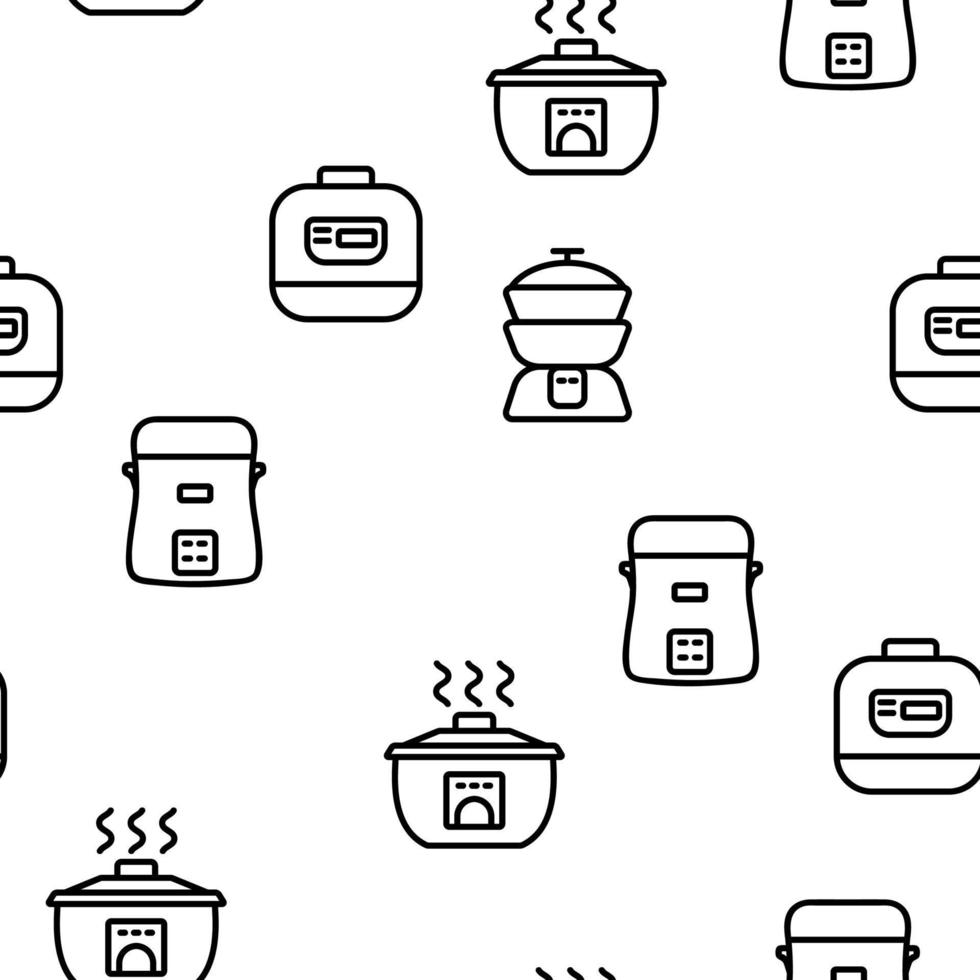 Rice Cooker Equipment Vector Seamless Pattern
