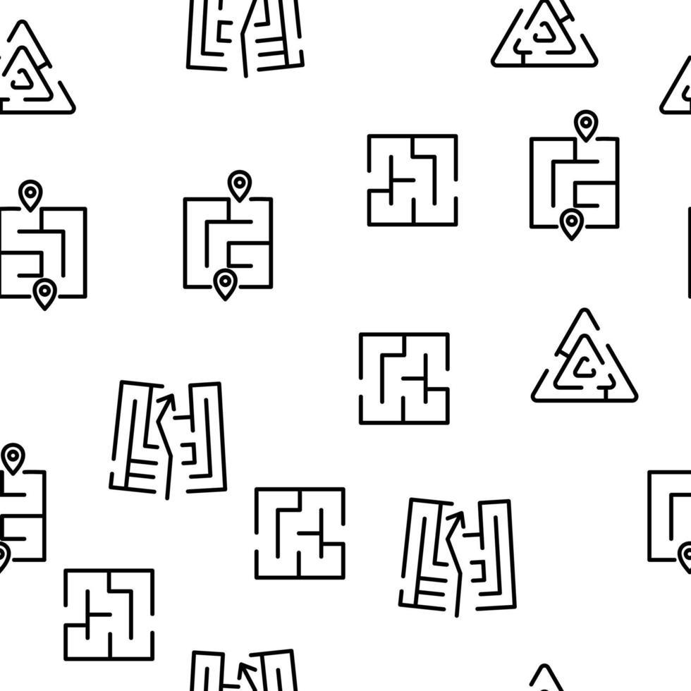 Maze Puzzle Different Vector Seamless Pattern