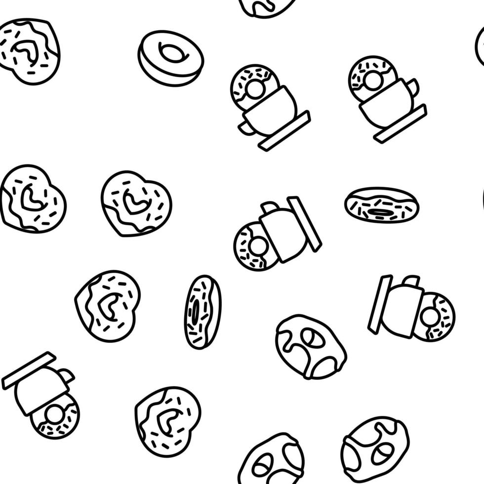 Donut Sweet Breakfast Vector Seamless Pattern