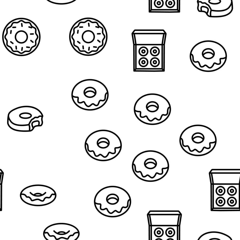 Donut Sweet Breakfast Vector Seamless Pattern