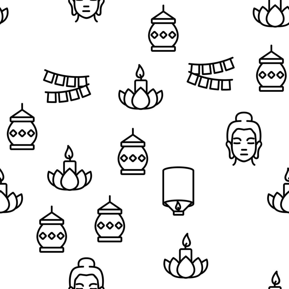 Vesak Day Buddhism Vector Seamless Pattern