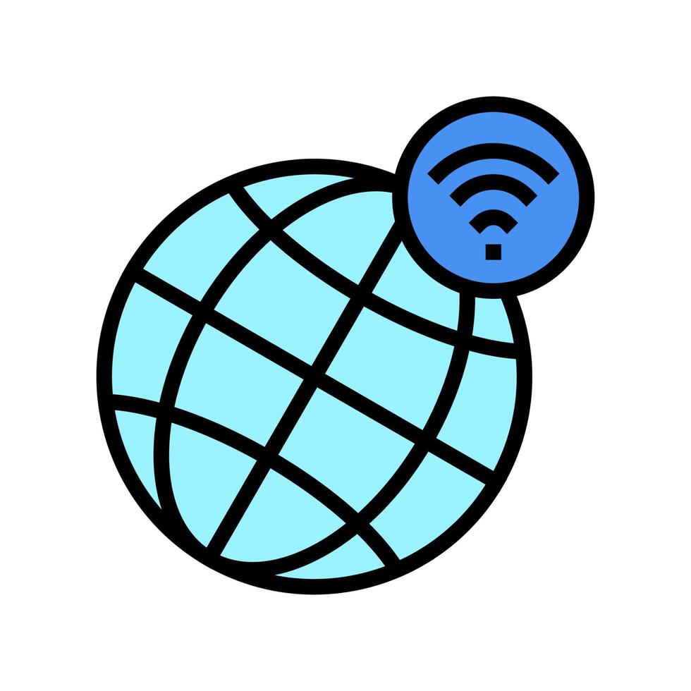 Ilustración de vector de icono de color de conexión wifi en todo el mundo