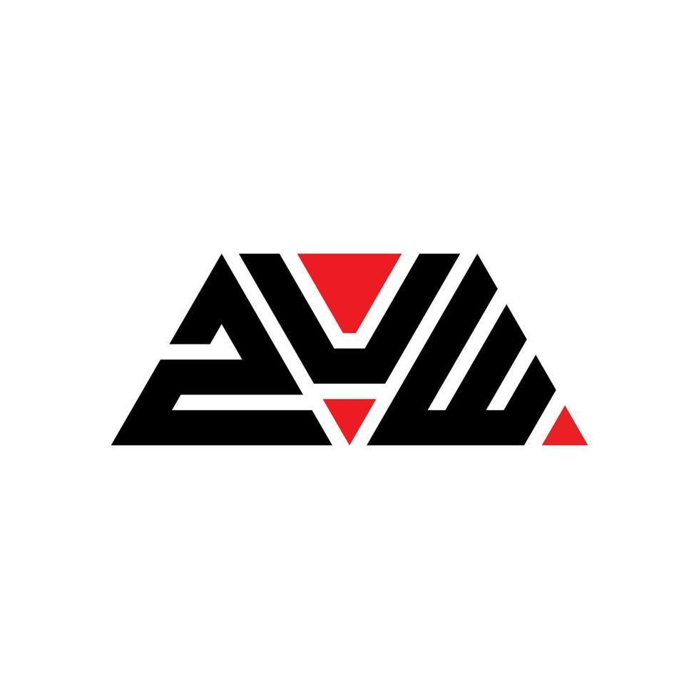 ZUW triangle letter logo design with triangle shape. ZUW triangle logo design monogram. ZUW triangle vector logo template with red color. ZUW triangular logo Simple, Elegant, and Luxurious Logo. ZUW