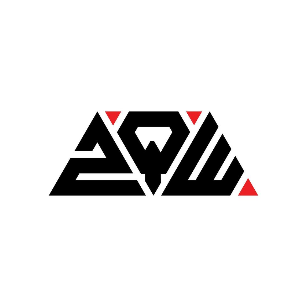 ZQW triangle letter logo design with triangle shape. ZQW triangle logo design monogram. ZQW triangle vector logo template with red color. ZQW triangular logo Simple, Elegant, and Luxurious Logo. ZQW