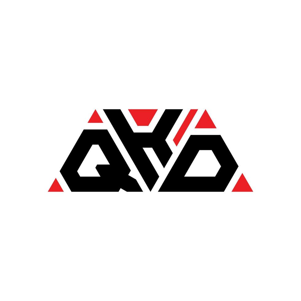 QKD triangle letter logo design with triangle shape. QKD triangle logo design monogram. QKD triangle vector logo template with red color. QKD triangular logo Simple, Elegant, and Luxurious Logo. QKD