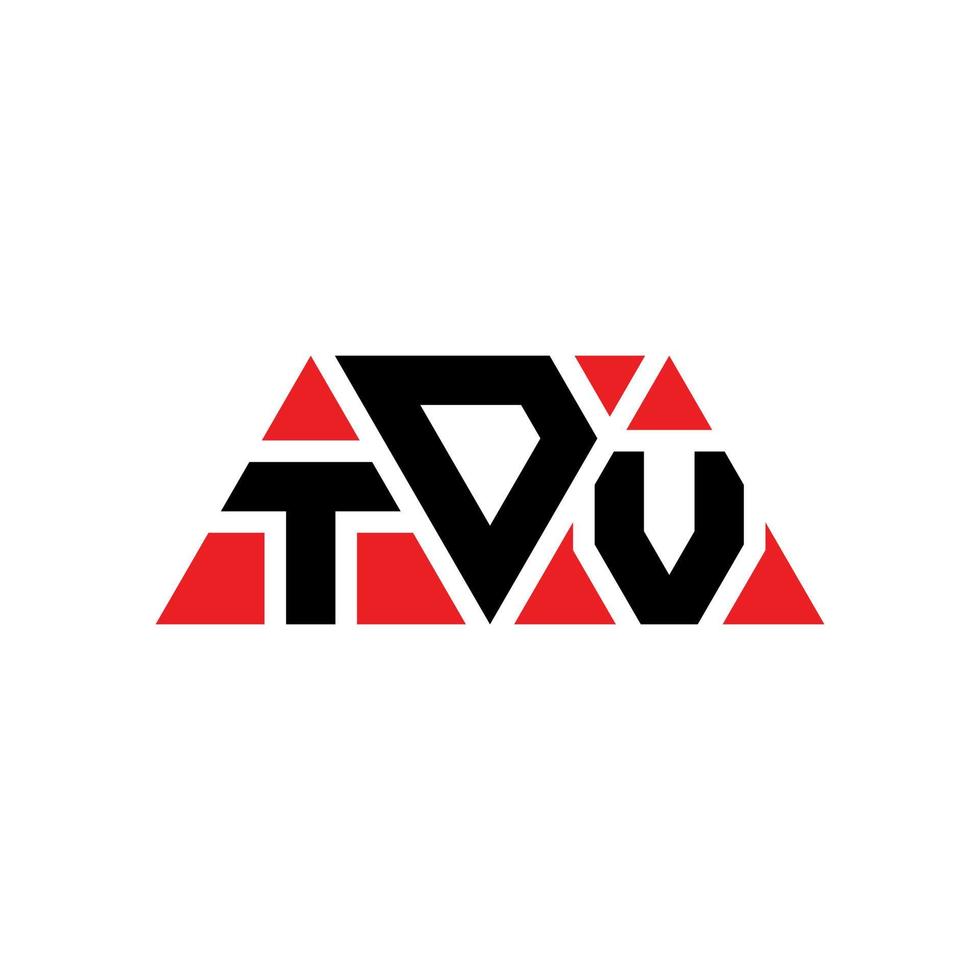 TDV triangle letter logo design with triangle shape. TDV triangle logo design monogram. TDV triangle vector logo template with red color. TDV triangular logo Simple, Elegant, and Luxurious Logo. TDV