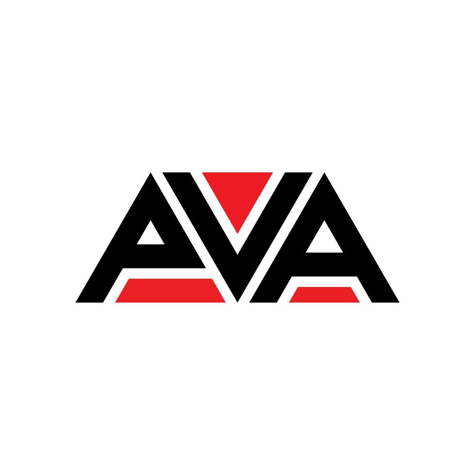 diseño de logotipo de letra triangular pva con forma de triángulo. monograma de diseño de logotipo de triángulo pva. plantilla de logotipo de vector de triángulo pva con color rojo. logotipo triangular pva logotipo simple, elegante y lujoso. pva