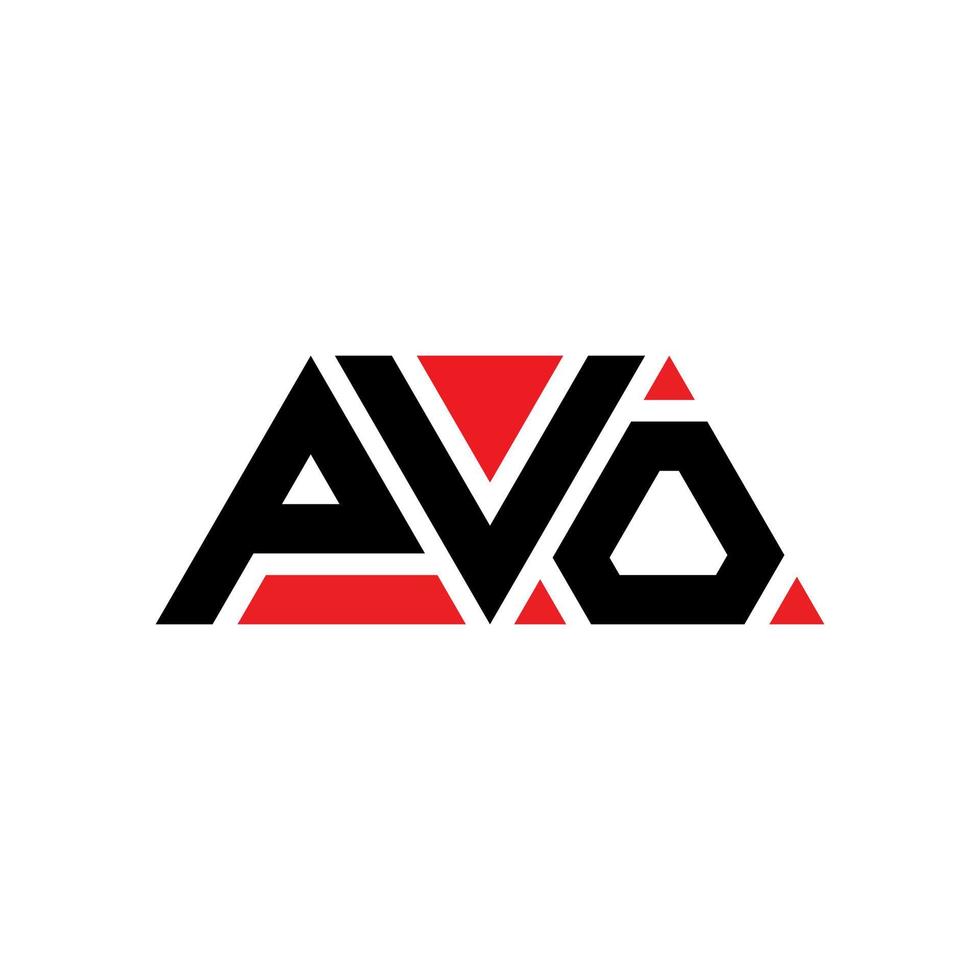 PVO triangle letter logo design with triangle shape. PVO triangle logo design monogram. PVO triangle vector logo template with red color. PVO triangular logo Simple, Elegant, and Luxurious Logo. PVO