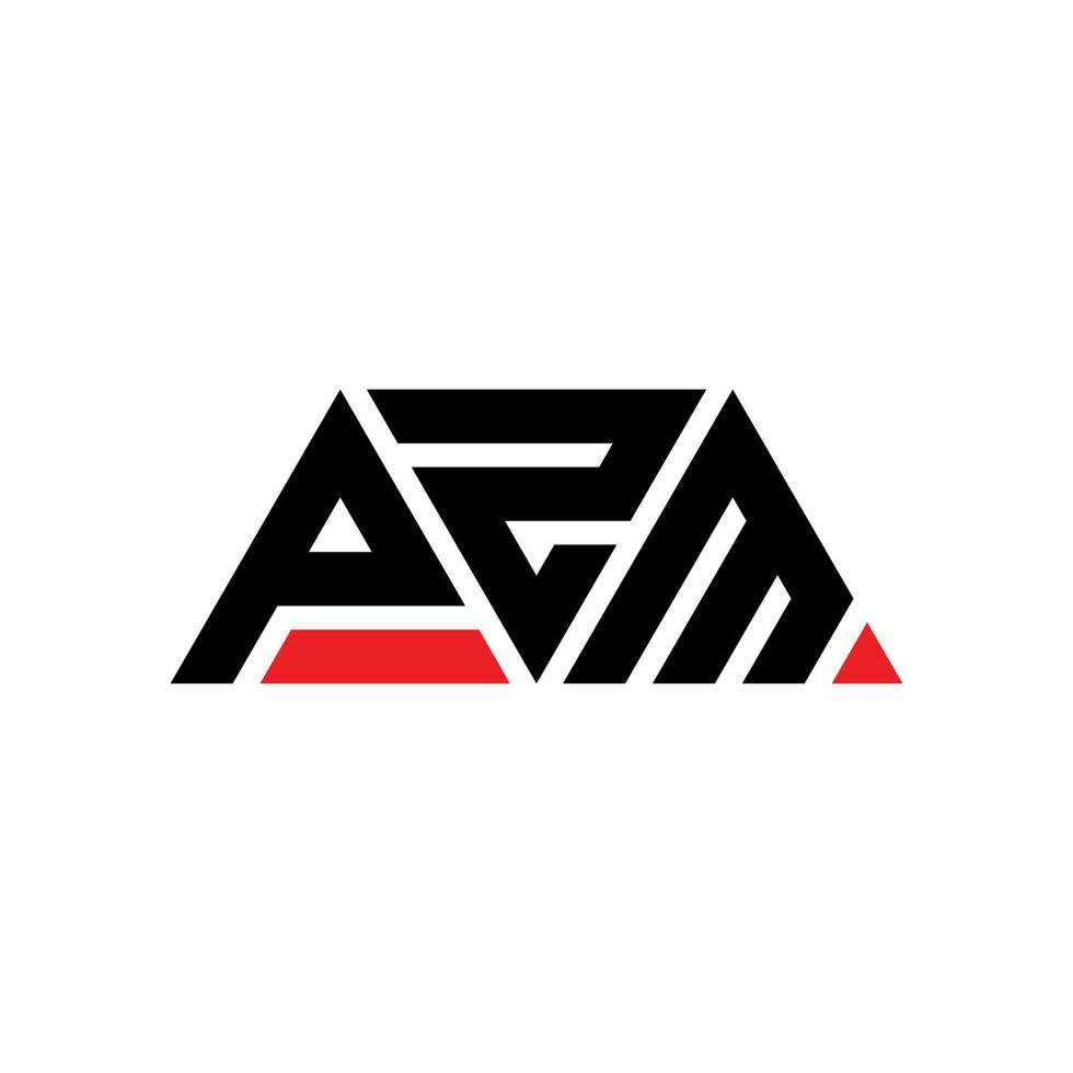 PZM triangle letter logo design with triangle shape. PZM triangle logo design monogram. PZM triangle vector logo template with red color. PZM triangular logo Simple, Elegant, and Luxurious Logo. PZM