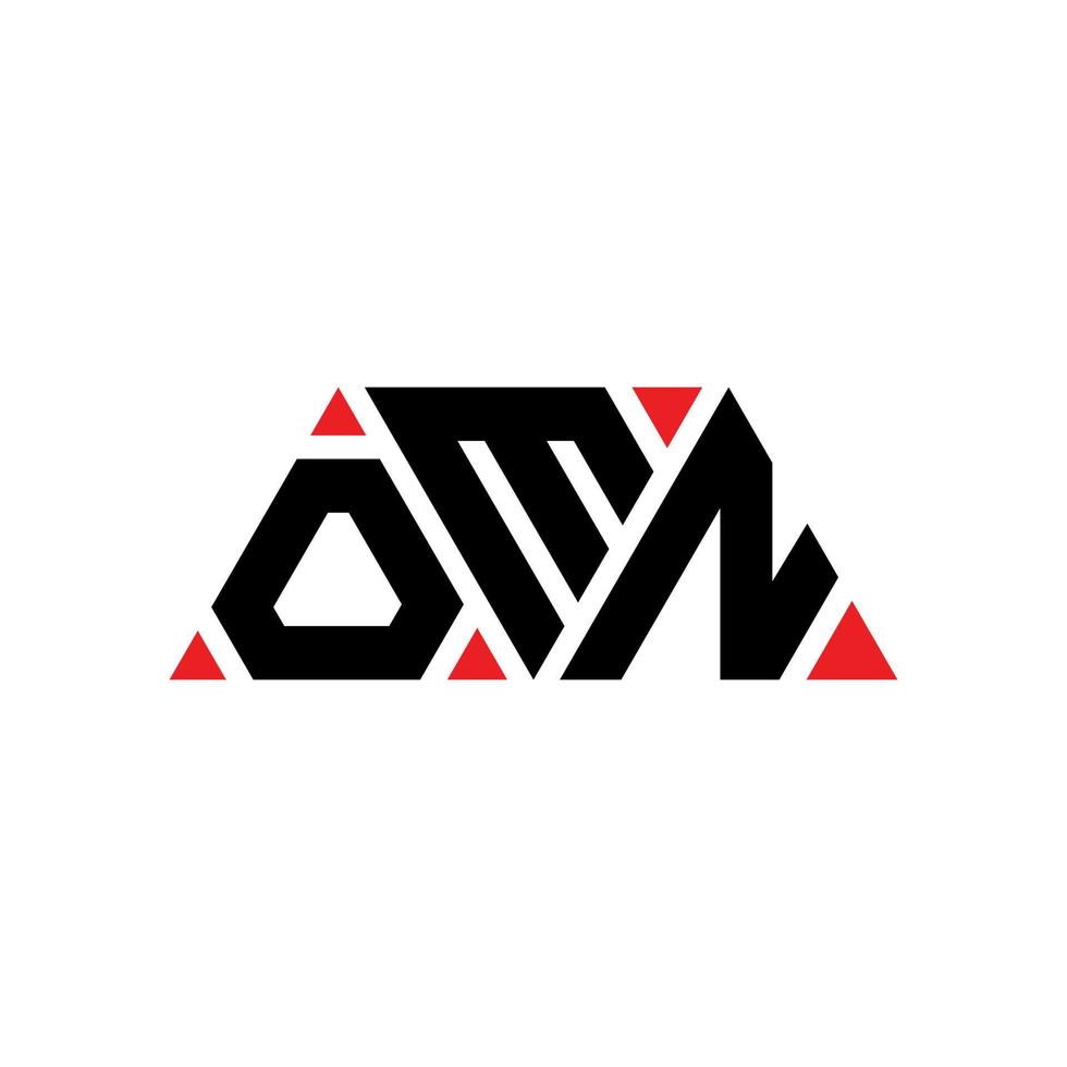 diseño de logotipo de letra triangular omn con forma de triángulo. monograma de diseño de logotipo de triángulo omn. plantilla de logotipo de vector de triángulo omn con color rojo. logotipo triangular omn logotipo simple, elegante y lujoso. omn