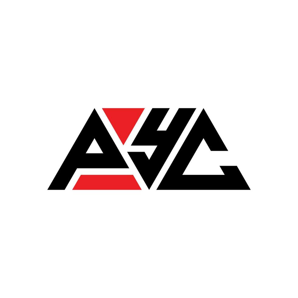 PYC triangle letter logo design with triangle shape. PYC triangle logo design monogram. PYC triangle vector logo template with red color. PYC triangular logo Simple, Elegant, and Luxurious Logo. PYC