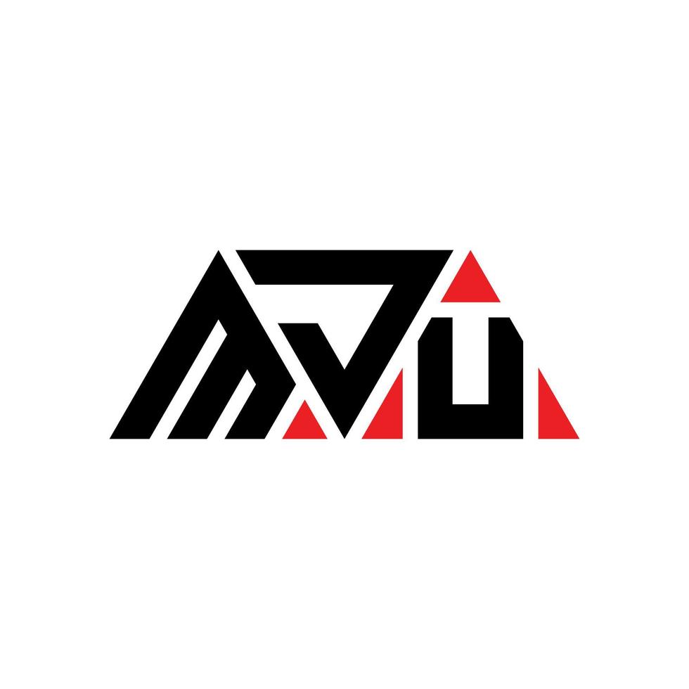 diseño de logotipo de letra triangular mju con forma de triángulo. monograma de diseño del logotipo del triángulo mju. plantilla de logotipo de vector de triángulo mju con color rojo. logotipo triangular mju logotipo simple, elegante y lujoso. mju