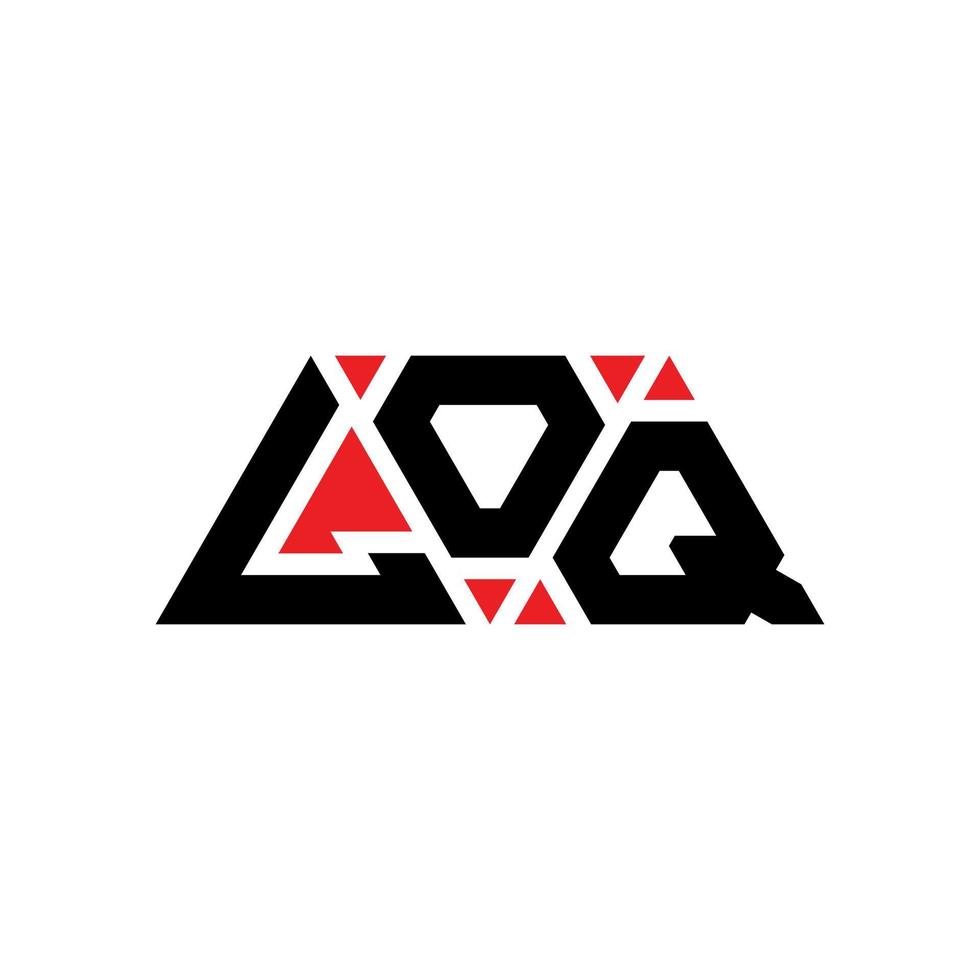 LOQ triangle letter logo design with triangle shape. LOQ triangle logo design monogram. LOQ triangle vector logo template with red color. LOQ triangular logo Simple, Elegant, and Luxurious Logo. LOQ