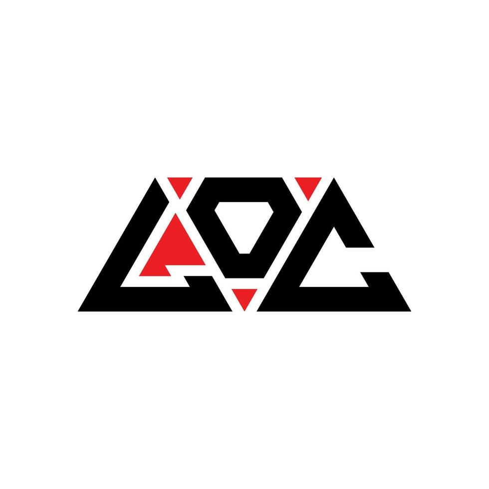 diseño de logotipo de letra triangular loc con forma de triángulo. monograma de diseño de logotipo de triángulo loc. plantilla de logotipo de vector de triángulo loc con color rojo. logotipo triangular loc logotipo simple, elegante y lujoso. ubicación
