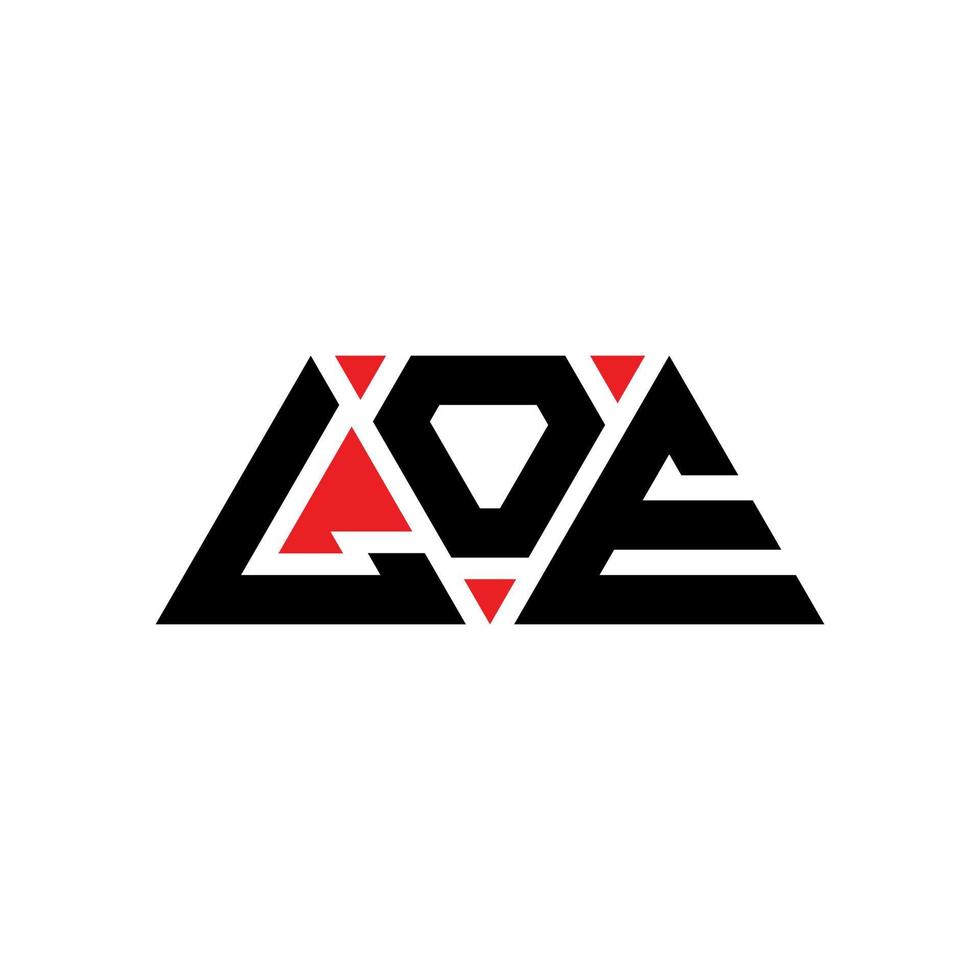 diseño de logotipo de letra de triángulo loe con forma de triángulo. monograma de diseño del logotipo del triángulo loe. plantilla de logotipo de vector de triángulo loe con color rojo. logotipo triangular loe logotipo simple, elegante y lujoso. Loe