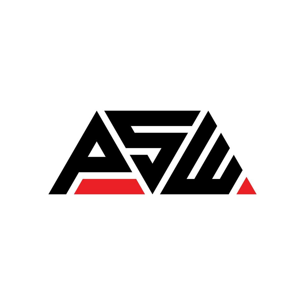 PSW triangle letter logo design with triangle shape. PSW triangle logo design monogram. PSW triangle vector logo template with red color. PSW triangular logo Simple, Elegant, and Luxurious Logo. PSW