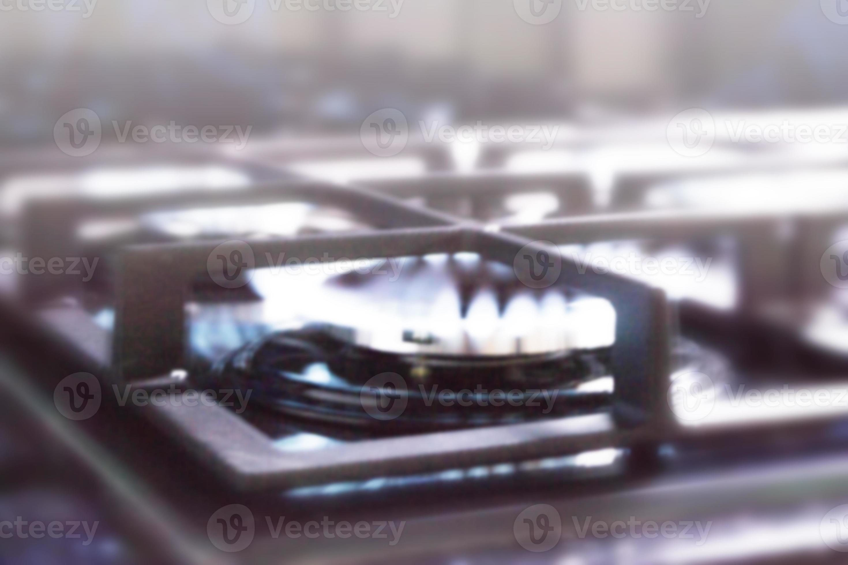 Blurred background. Blue gas flame on the gas stove 10020891 Stock