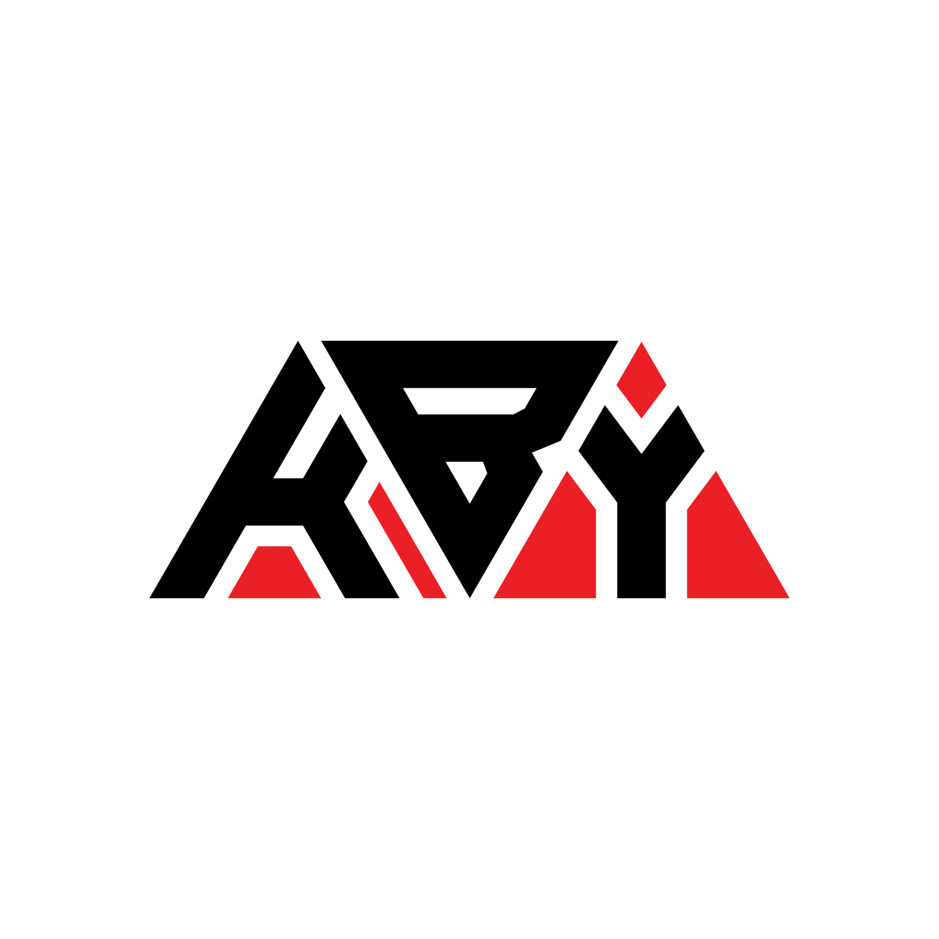 KBY triangle letter logo design with triangle shape. KBY triangle logo