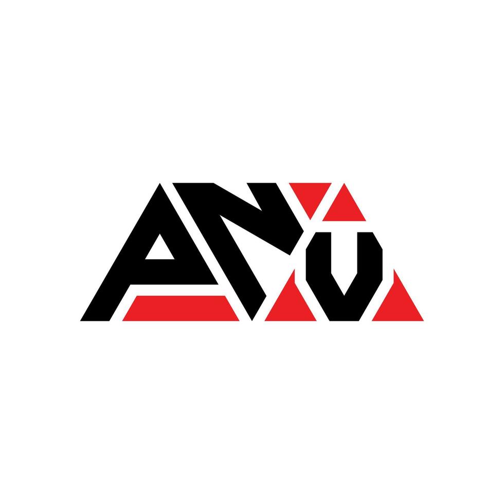 PNV triangle letter logo design with triangle shape. PNV triangle logo design monogram. PNV triangle vector logo template with red color. PNV triangular logo Simple, Elegant, and Luxurious Logo. PNV