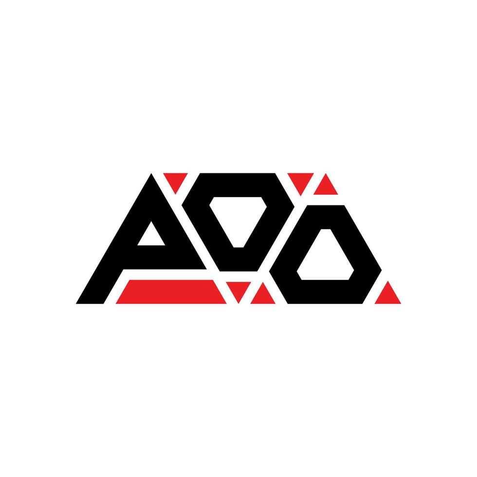 POO triangle letter logo design with triangle shape. POO triangle logo design monogram. POO triangle vector logo template with red color. POO triangular logo Simple, Elegant, and Luxurious Logo. POO