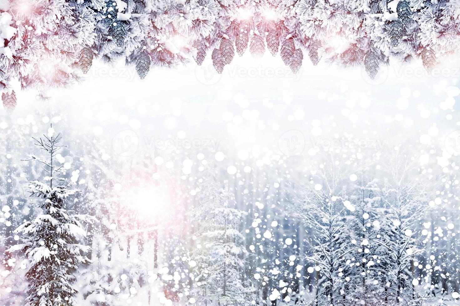 paisaje de invierno tarjeta de Navidad. foto