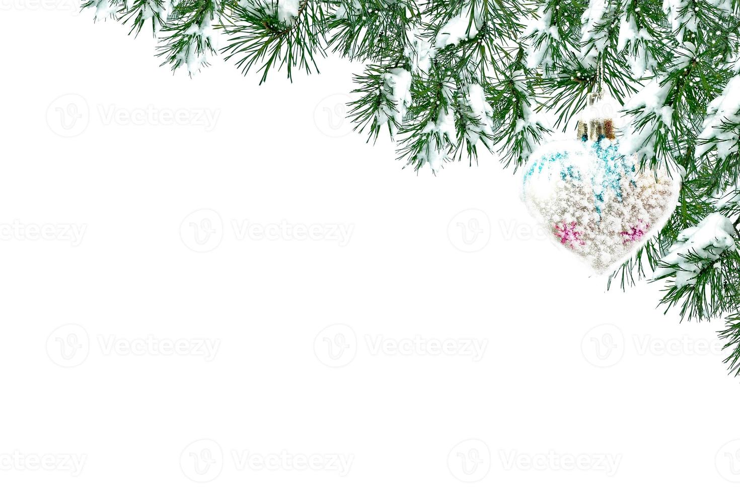 Christmas tree and toys isolated on white background. photo