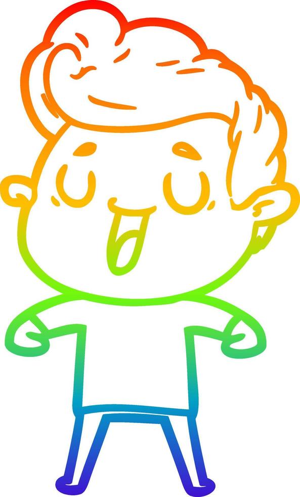 rainbow gradient line drawing happy cartoon man vector