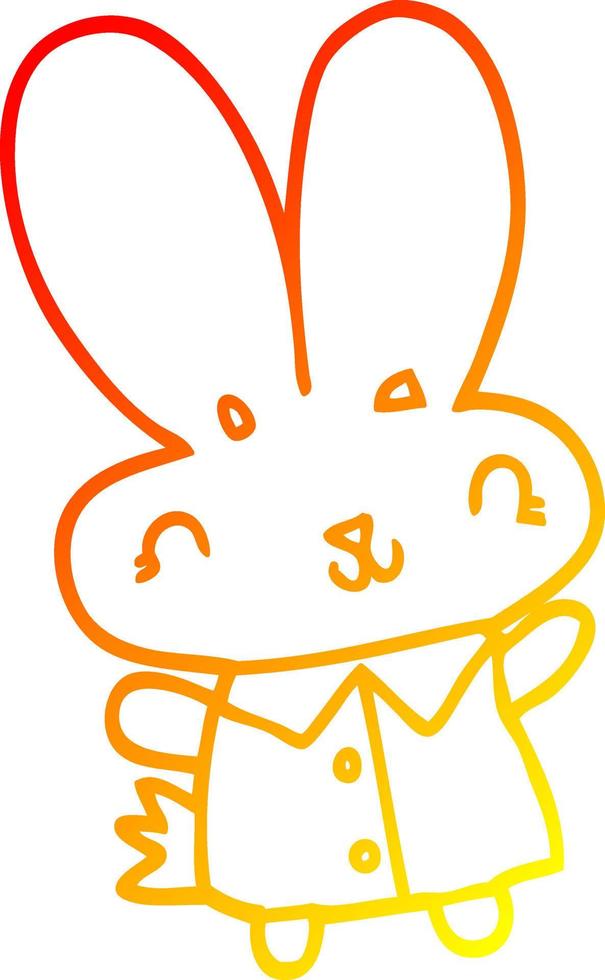 warm gradient line drawing cute cartoon tiny rabbit vector
