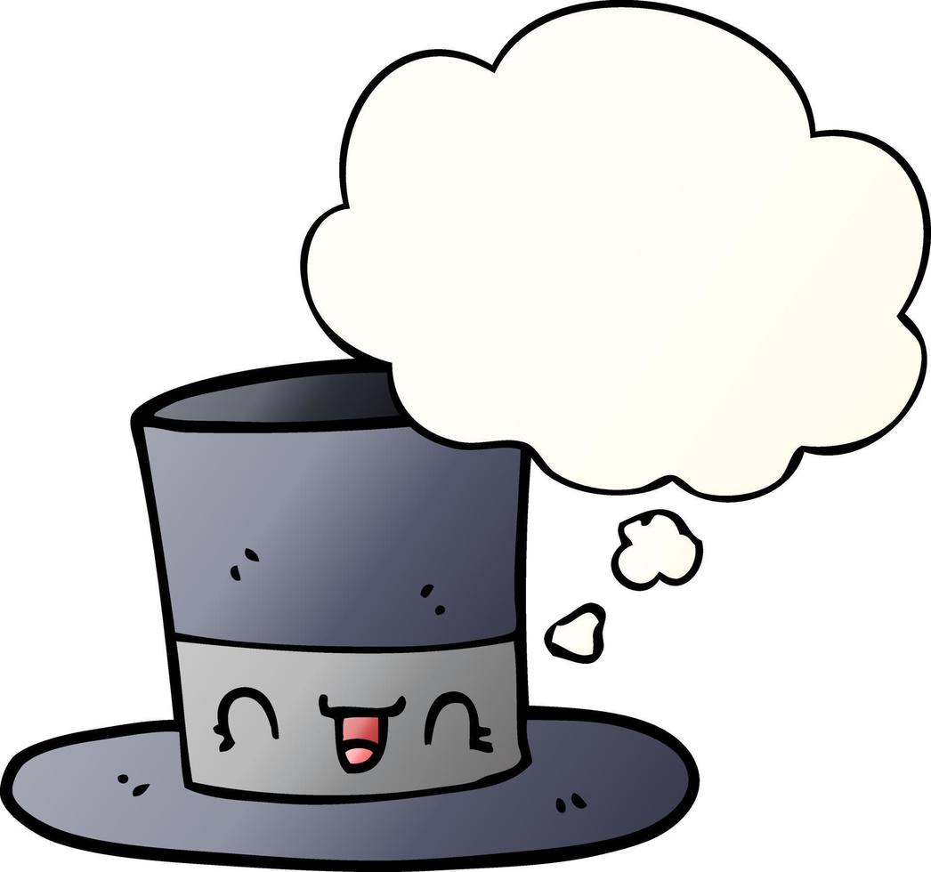 cartoon top hat and thought bubble in smooth gradient style vector