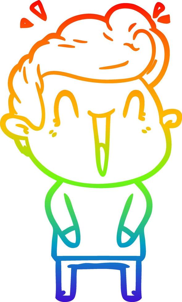 rainbow gradient line drawing cartoon excited man vector