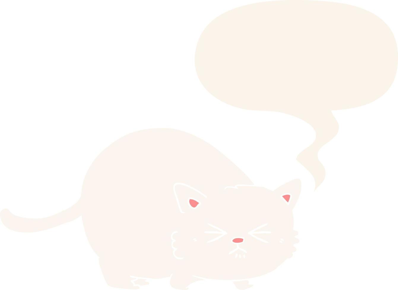 caricatura, gato enojado, y, burbuja del discurso, en, estilo retro vector
