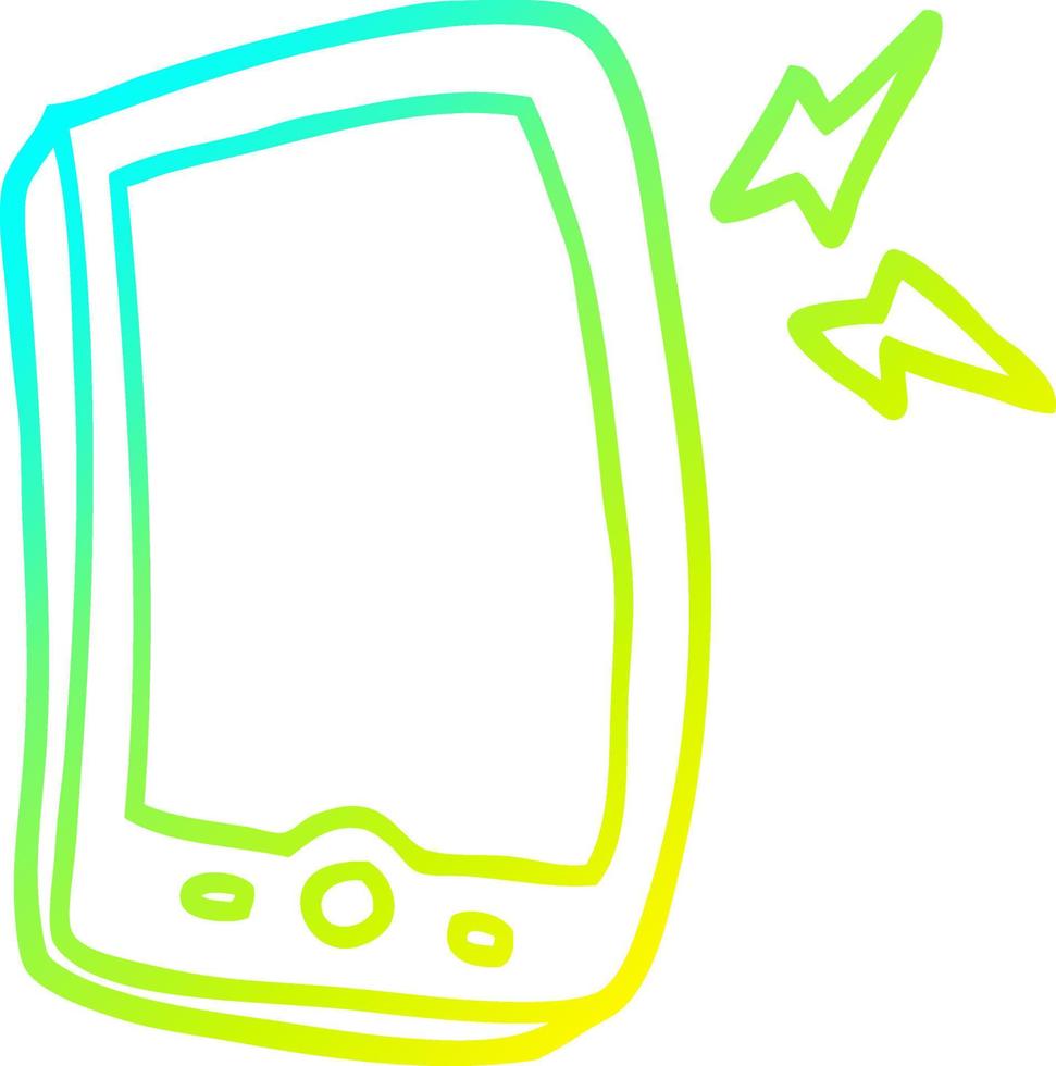 cold gradient line drawing cartoon mobile phone vector