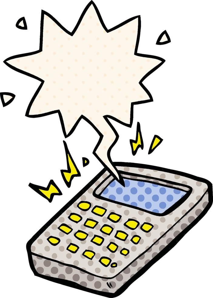 cartoon calculator and speech bubble in comic book style vector