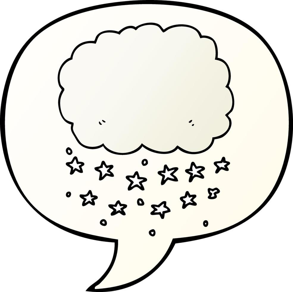 cartoon rain cloud and speech bubble in smooth gradient style vector
